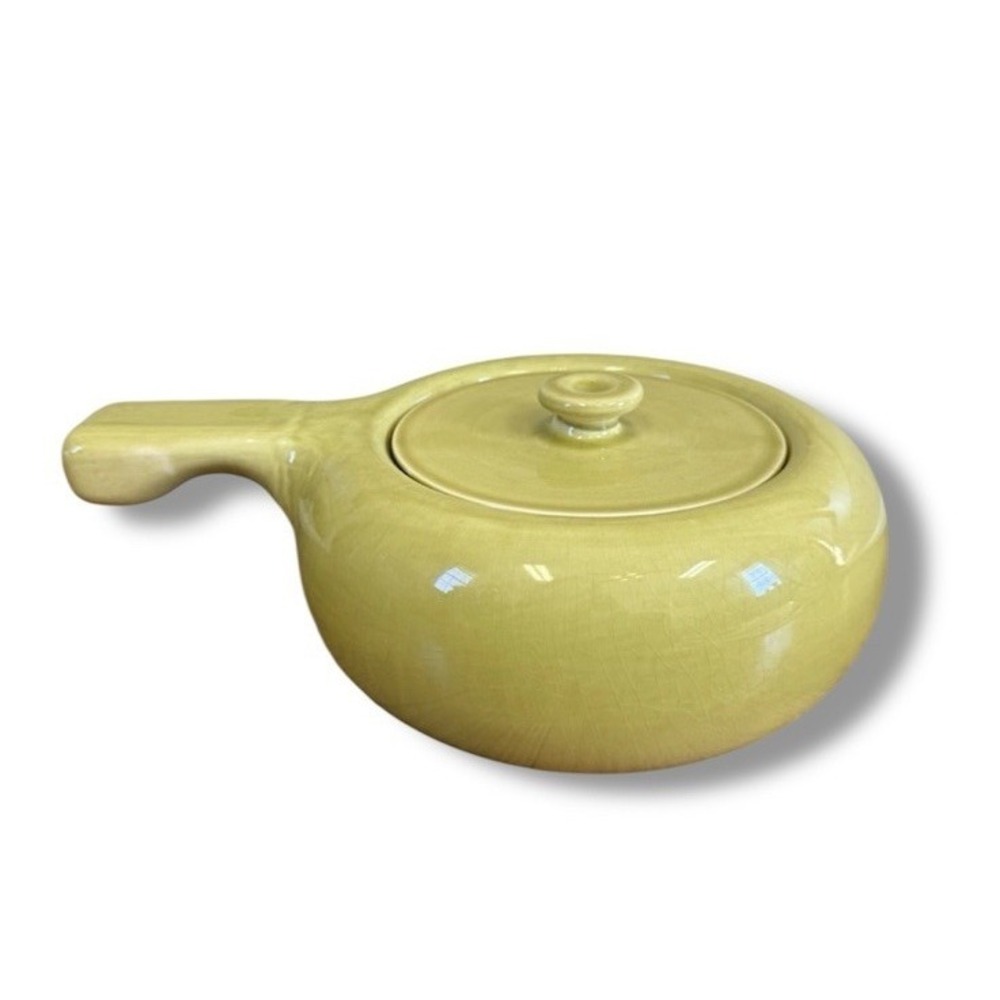 Russel Wright Steubenville Covered Handled Saucepan 12" Chartreuse MCM Pottery
